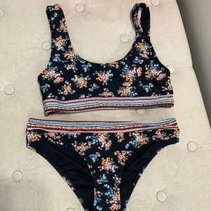 Black floral bikini set
